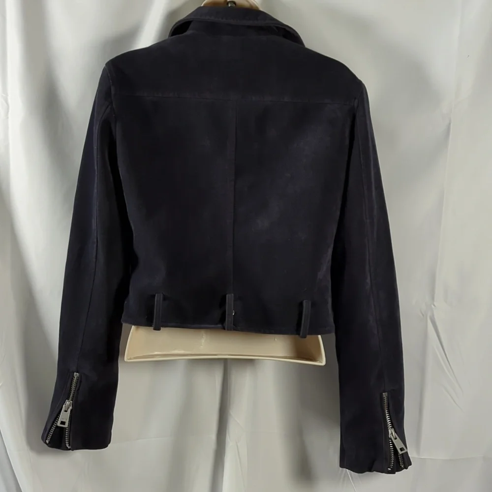 Levi's black Suede cropped Moto jacket size XS - Picture 8 of 11